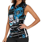 Port Adelaide Power Women Sleeveless Polo Shirt Mascot Cartoon Football Illustration Style