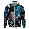 Port Adelaide Power Zip Hoodie Mascot Cartoon Football Illustration Style