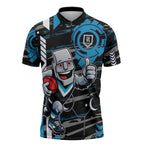 Port Adelaide Power Zipper Polo Shirt Mascot Cartoon Football Illustration Style