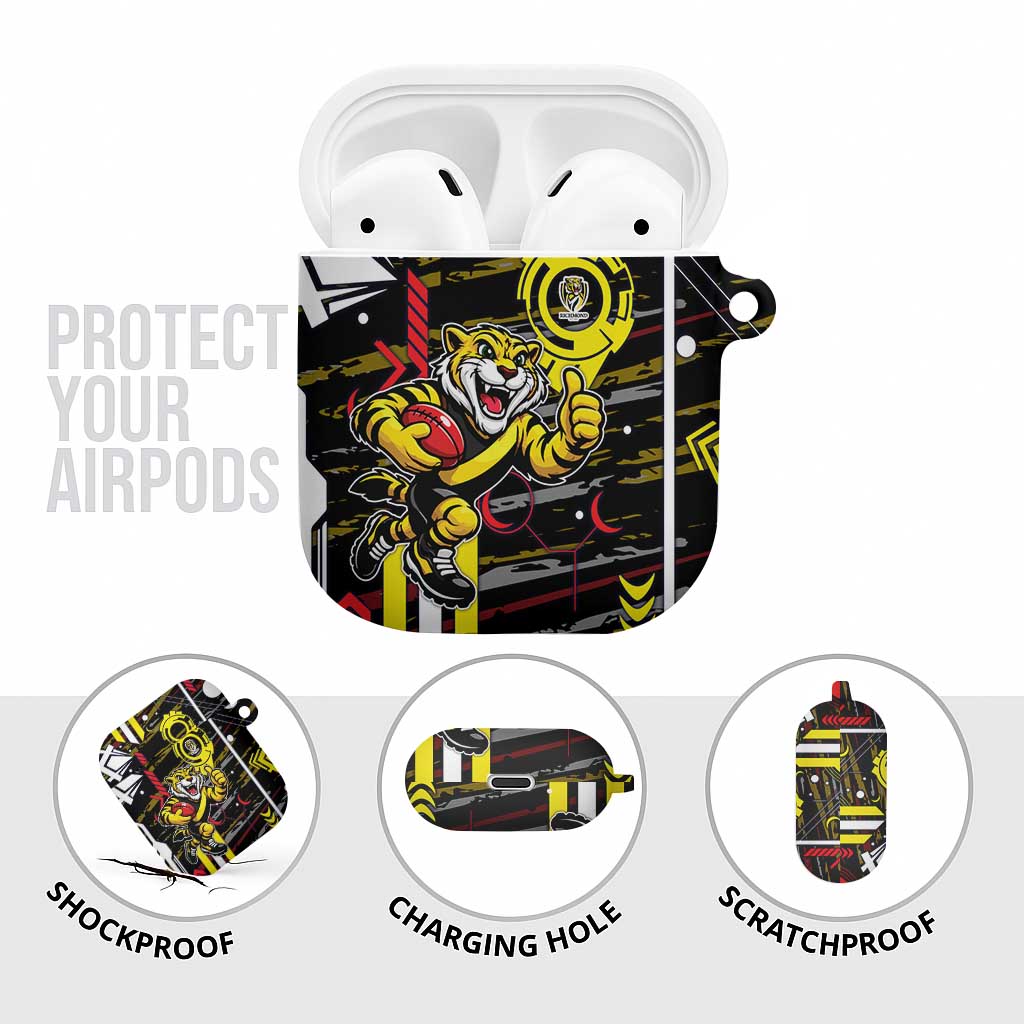 Richmond Tigers AirPods Case Mascot Cartoon Football Illustration Style
