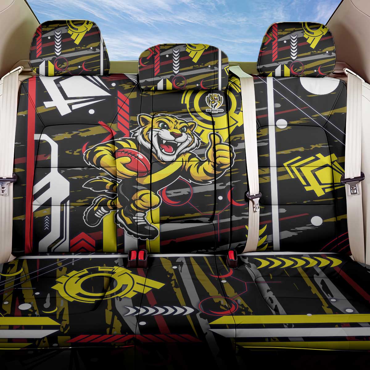 Richmond Tigers Back Car Seat Cover Mascot Cartoon Football Illustration Style