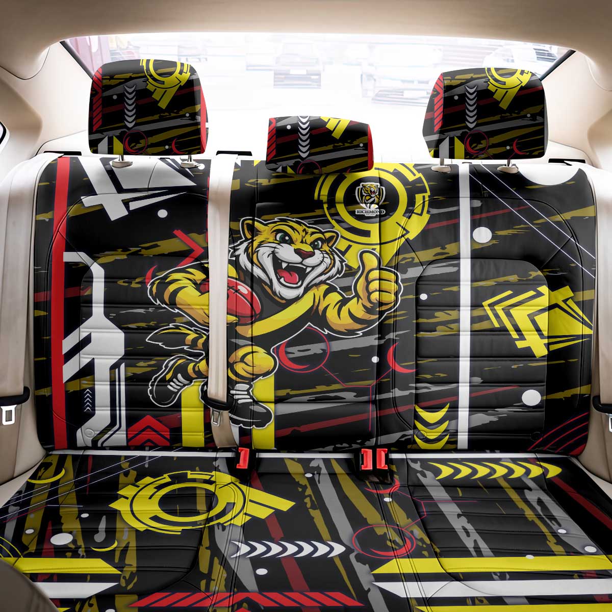Richmond Tigers Back Car Seat Cover Mascot Cartoon Football Illustration Style