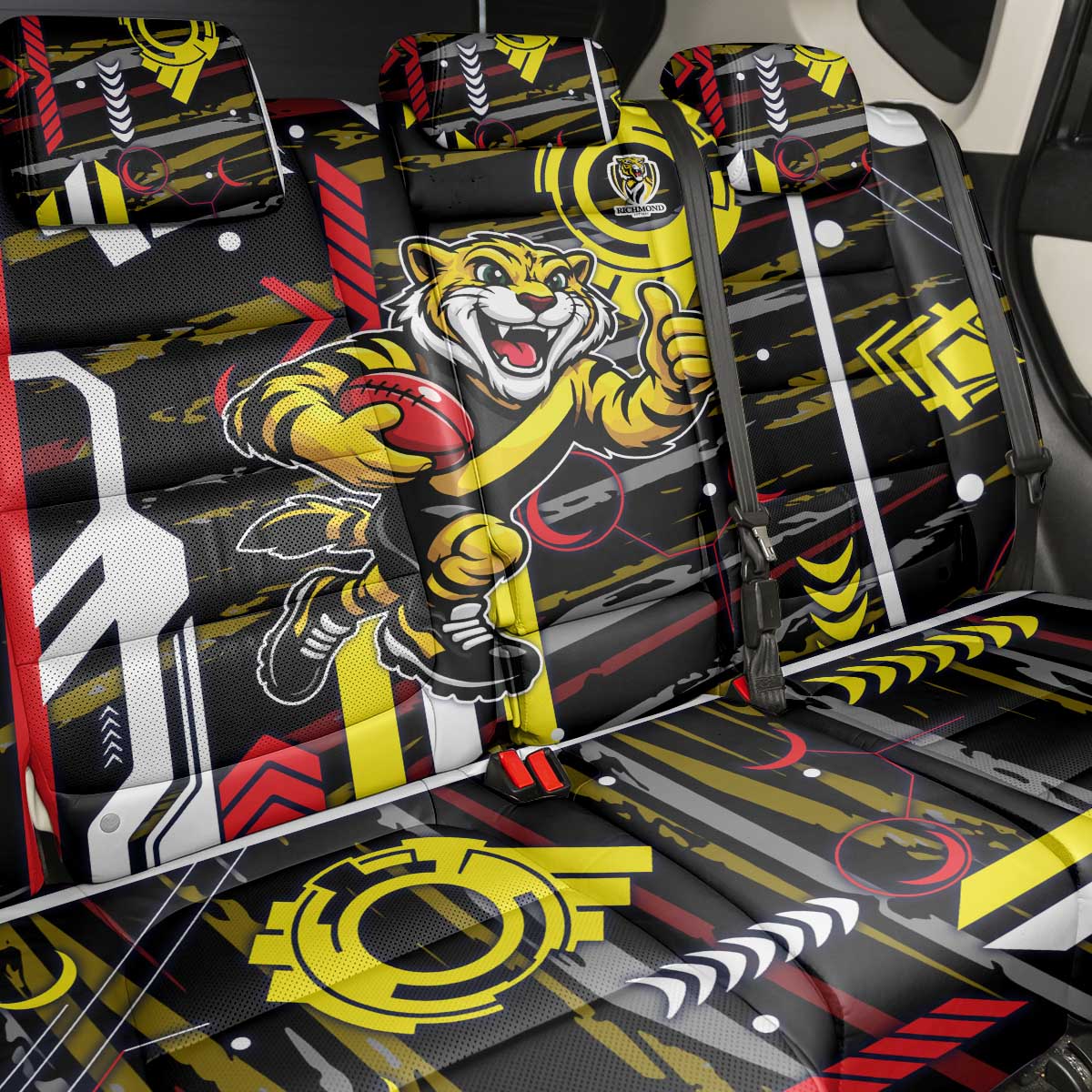 Richmond Tigers Back Car Seat Cover Mascot Cartoon Football Illustration Style