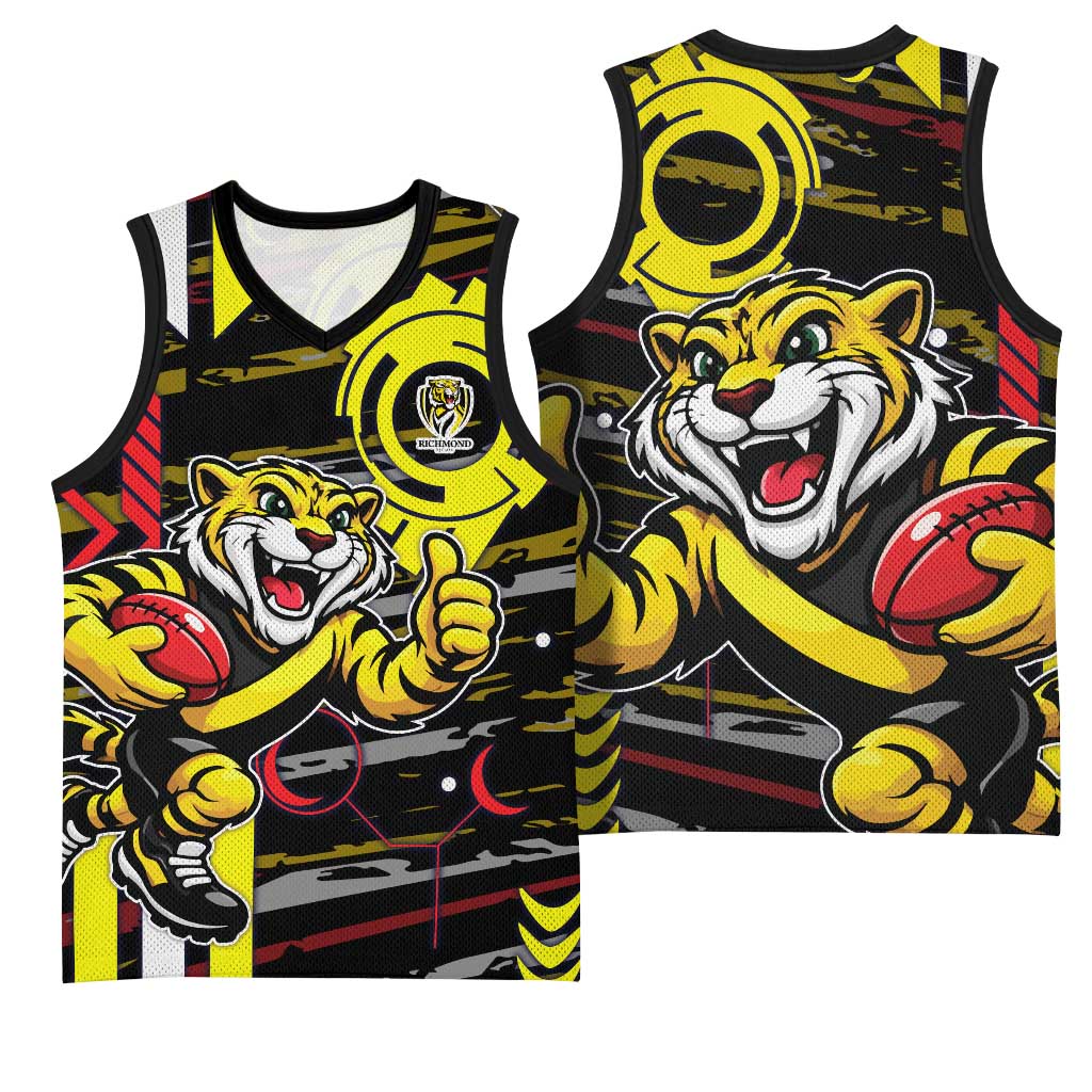 Richmond Tigers Basketball Jersey Mascot Cartoon Football Illustration Style