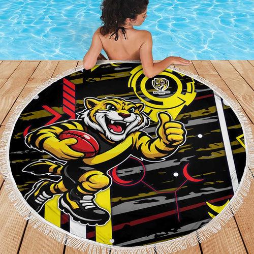 Richmond Tigers Beach Blanket Mascot Cartoon Football Illustration Style