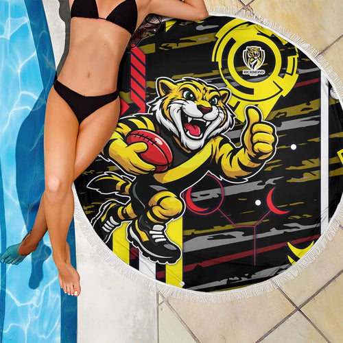 Richmond Tigers Beach Blanket Mascot Cartoon Football Illustration Style