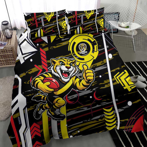 Richmond Tigers Bedding Set Mascot Cartoon Football Illustration Style