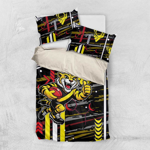 Richmond Tigers Bedding Set Mascot Cartoon Football Illustration Style