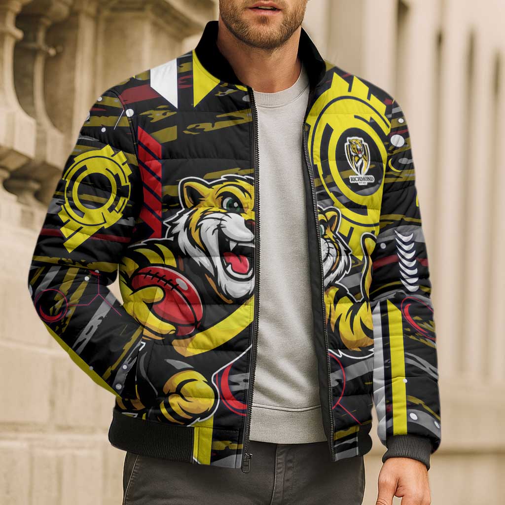 Richmond Tigers Bomber Puffer Jacket Mascot Cartoon Football Illustration Style