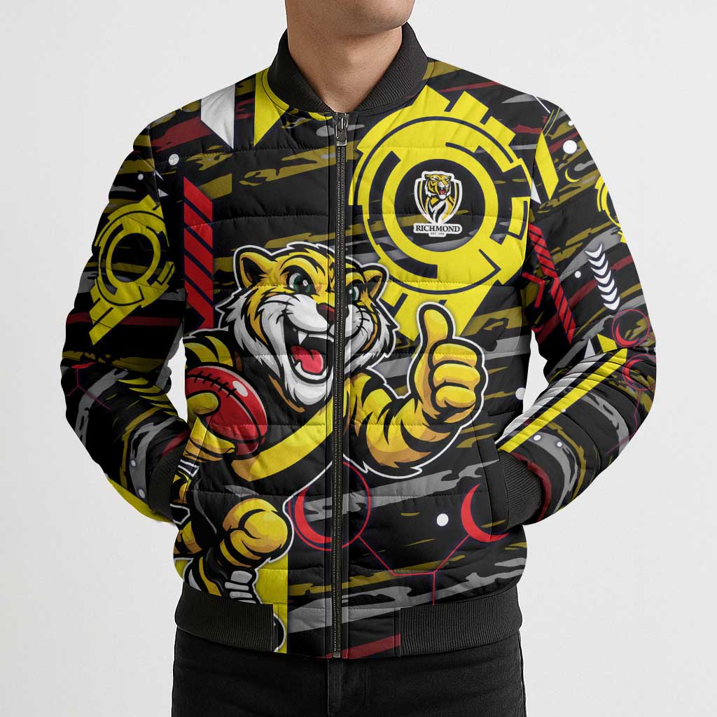 Richmond Tigers Bomber Puffer Jacket Mascot Cartoon Football Illustration Style