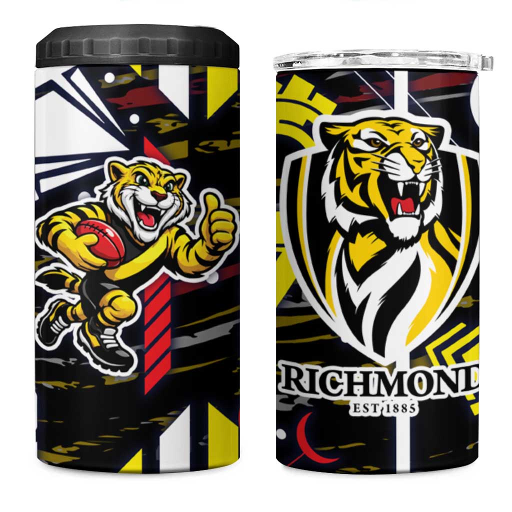 Richmond Tigers 4 in 1 Can Cooler Tumbler Mascot Cartoon Football Illustration Style