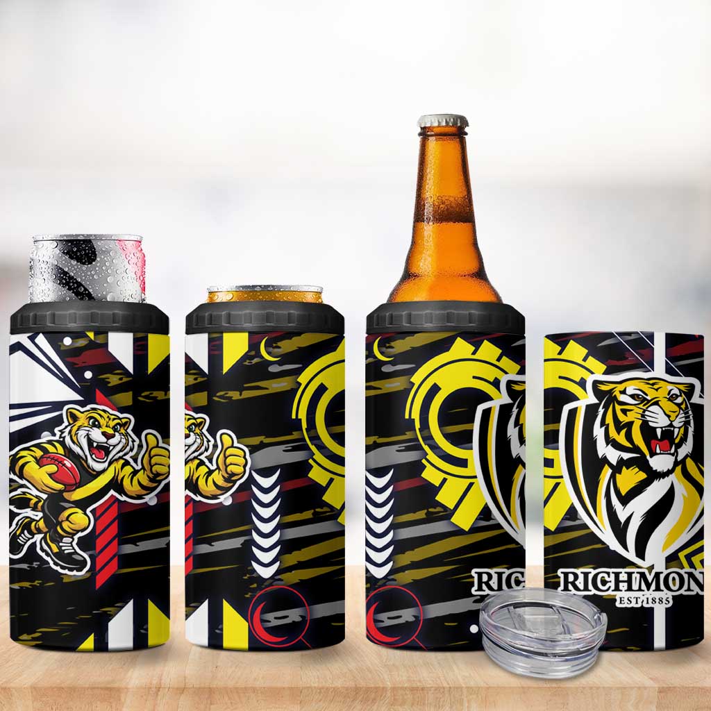 Richmond Tigers 4 in 1 Can Cooler Tumbler Mascot Cartoon Football Illustration Style