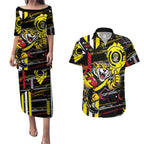 Richmond Tigers Couples Matching Puletasi and Hawaiian Shirt Mascot Cartoon Football Illustration Style