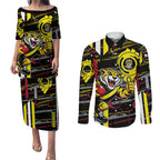 Richmond Tigers Couples Matching Puletasi and Long Sleeve Button Shirt Mascot Cartoon Football Illustration Style