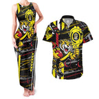Richmond Tigers Couples Matching Tank Maxi Dress and Hawaiian Shirt Mascot Cartoon Football Illustration Style