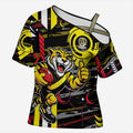 Richmond Tigers Cross Shoulder Shirt Mascot Cartoon Football Illustration Style