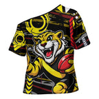 Richmond Tigers Cross Shoulder Shirt Mascot Cartoon Football Illustration Style