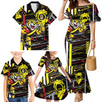 Richmond Tigers Family Matching Mermaid Dress and Hawaiian Shirt Mascot Cartoon Football Illustration Style