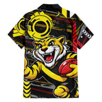 Richmond Tigers Family Matching Off Shoulder Maxi Dress and Hawaiian Shirt Mascot Cartoon Football Illustration Style