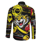Richmond Tigers Family Matching Off Shoulder Maxi Dress and Hawaiian Shirt Mascot Cartoon Football Illustration Style