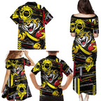 Richmond Tigers Family Matching Puletasi and Hawaiian Shirt Mascot Cartoon Football Illustration Style