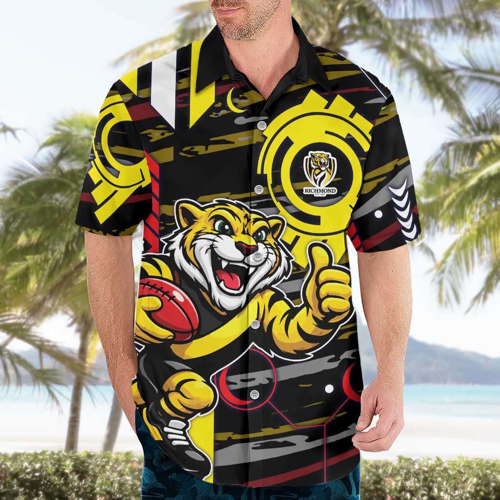 Richmond Tigers Hawaiian Shirt Mascot Cartoon Football Illustration Style