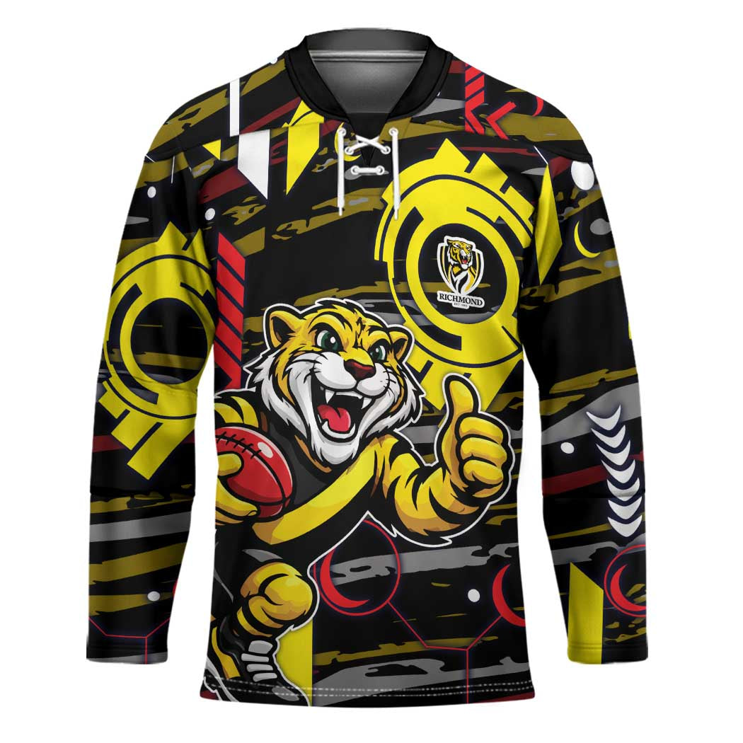 Richmond Tigers Hockey Jersey Mascot Cartoon Football Illustration Style