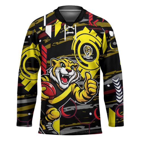 Richmond Tigers Hockey Jersey Mascot Cartoon Football Illustration Style