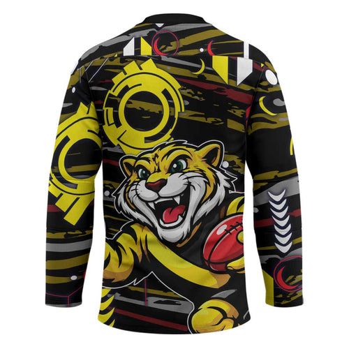 Richmond Tigers Hockey Jersey Mascot Cartoon Football Illustration Style