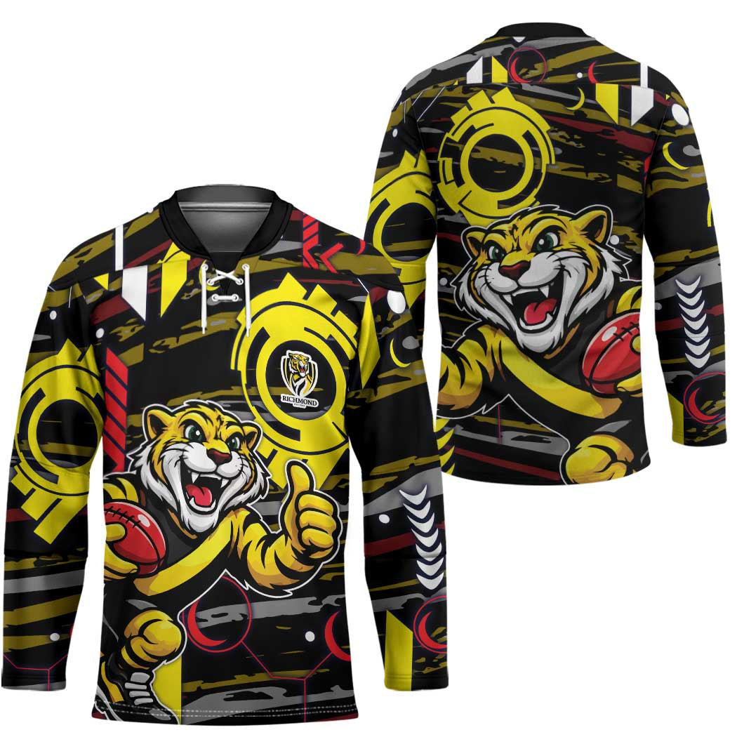 Richmond Tigers Hockey Jersey Mascot Cartoon Football Illustration Style