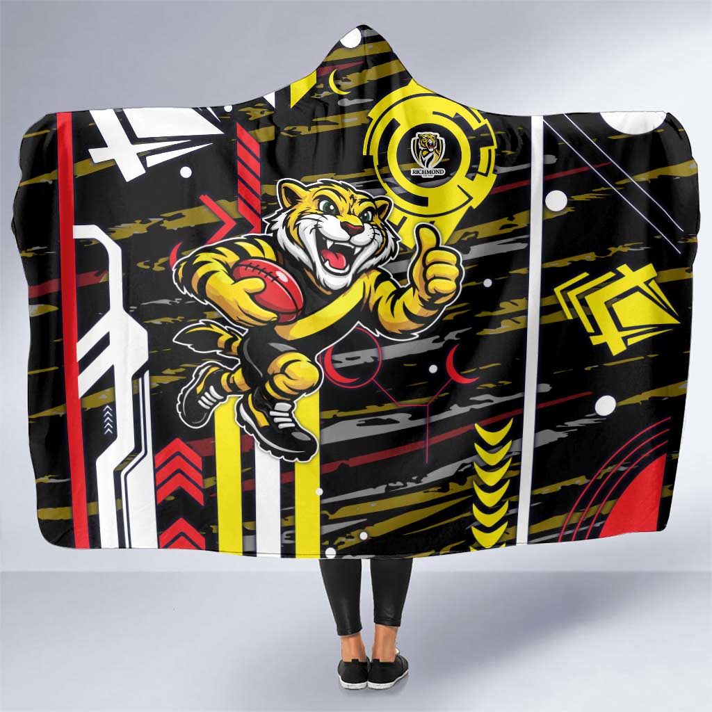 Richmond Tigers Hooded Blanket Mascot Cartoon Football Illustration Style