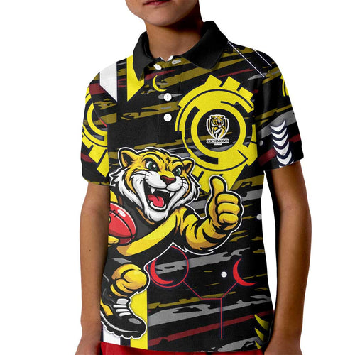 Richmond Tigers Kid Polo Shirt Mascot Cartoon Football Illustration Style