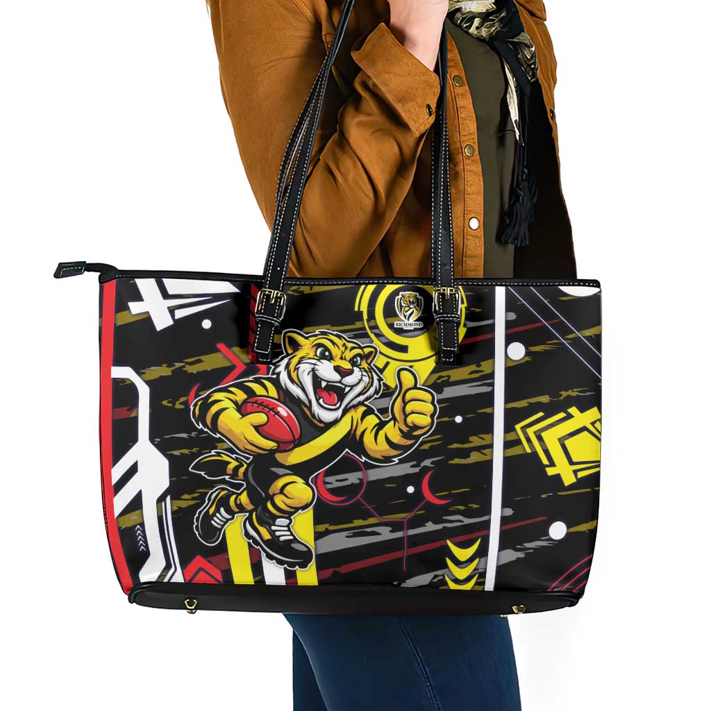 Richmond Tigers Leather Tote Bag Mascot Cartoon Football Illustration Style