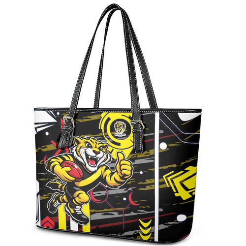 Richmond Tigers Leather Tote Bag Mascot Cartoon Football Illustration Style
