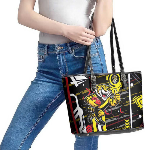 Richmond Tigers Leather Tote Bag Mascot Cartoon Football Illustration Style