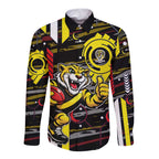 Richmond Tigers Long Sleeve Button Shirt Mascot Cartoon Football Illustration Style