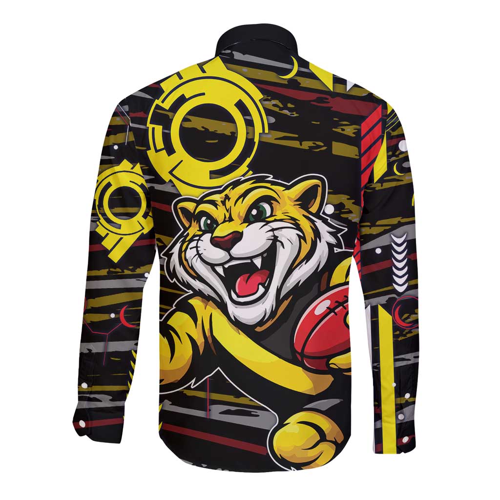 Richmond Tigers Long Sleeve Button Shirt Mascot Cartoon Football Illustration Style