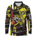 Richmond Tigers Long Sleeve Polo Shirt Mascot Cartoon Football Illustration Style