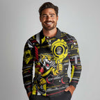Richmond Tigers Long Sleeve Polo Shirt Mascot Cartoon Football Illustration Style