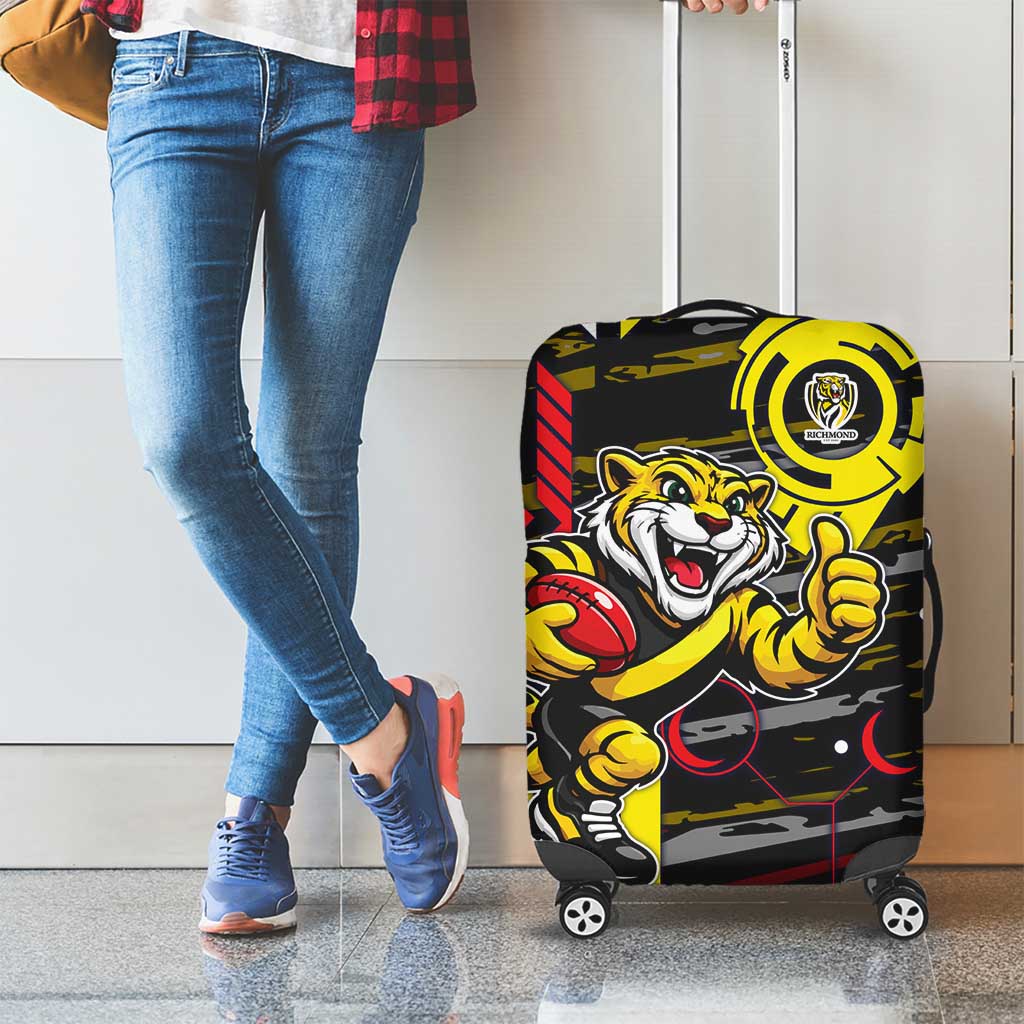 Richmond Tigers Luggage Cover Mascot Cartoon Football Illustration Style