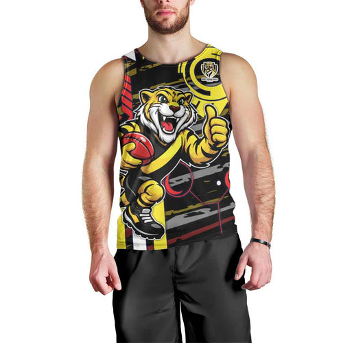 Richmond Tigers Men Tank Top Mascot Cartoon Football Illustration Style
