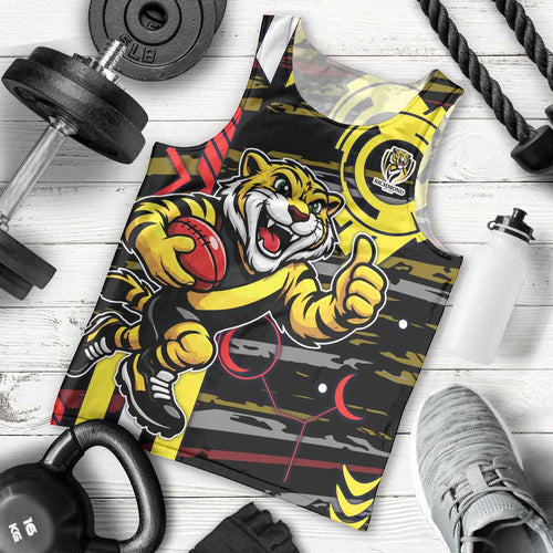 Richmond Tigers Men Tank Top Mascot Cartoon Football Illustration Style