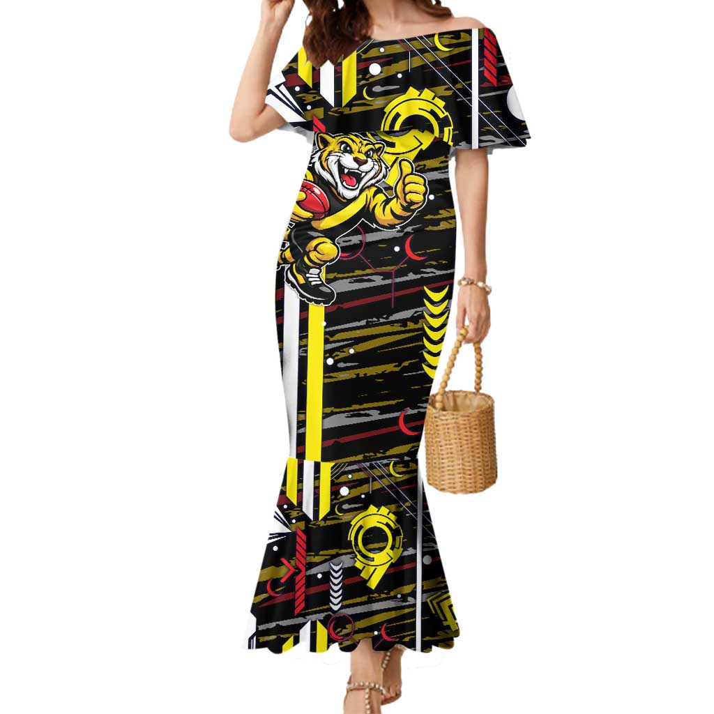 Richmond Tigers Mermaid Dress Mascot Cartoon Football Illustration Style