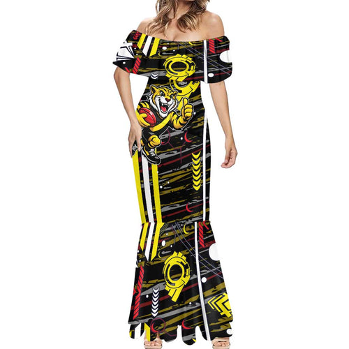 Richmond Tigers Mermaid Dress Mascot Cartoon Football Illustration Style
