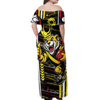 Richmond Tigers Off Shoulder Maxi Dress Mascot Cartoon Football Illustration Style