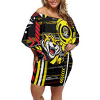Richmond Tigers Off Shoulder Short Dress Mascot Cartoon Football Illustration Style