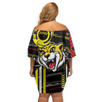 Richmond Tigers Off Shoulder Short Dress Mascot Cartoon Football Illustration Style