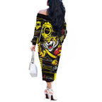 Richmond Tigers Off The Shoulder Long Sleeve Dress Mascot Cartoon Football Illustration Style