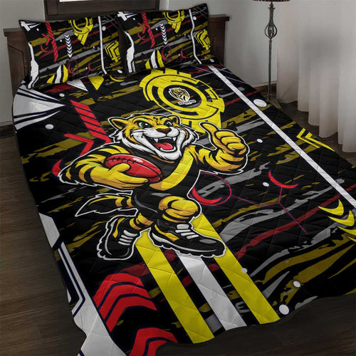 Richmond Tigers Quilt Bed Set Mascot Cartoon Football Illustration Style