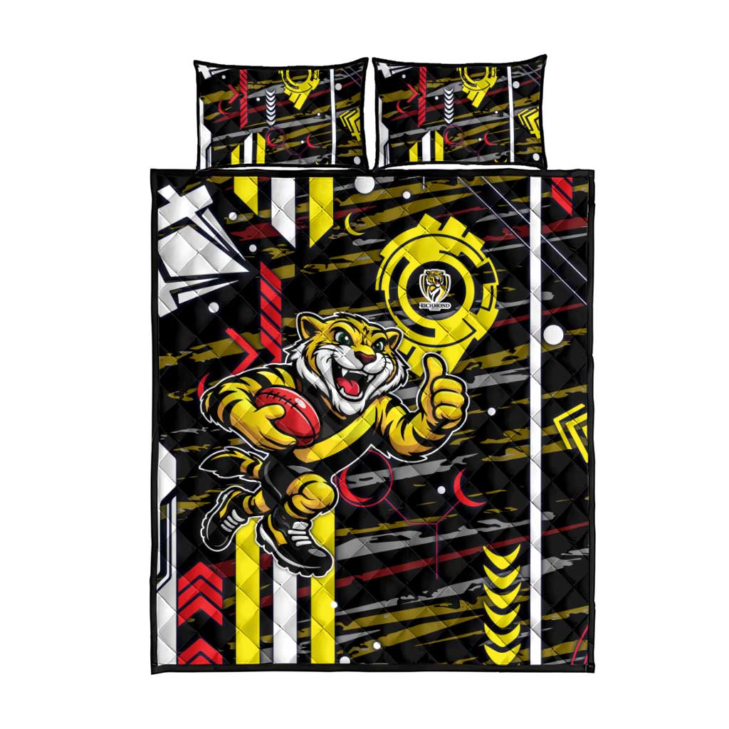 Richmond Tigers Quilt Bed Set Mascot Cartoon Football Illustration Style